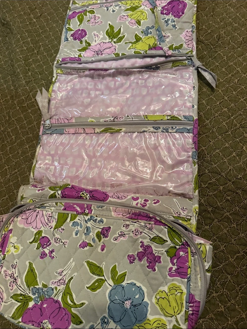 Vera Bradley Quilted Floral Travel Case in Pink, Blue & Green